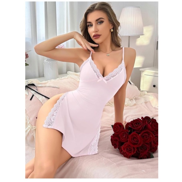 CRIPOM Elegant Pink Lace Chemise Size Medium - Picture 1 of 13